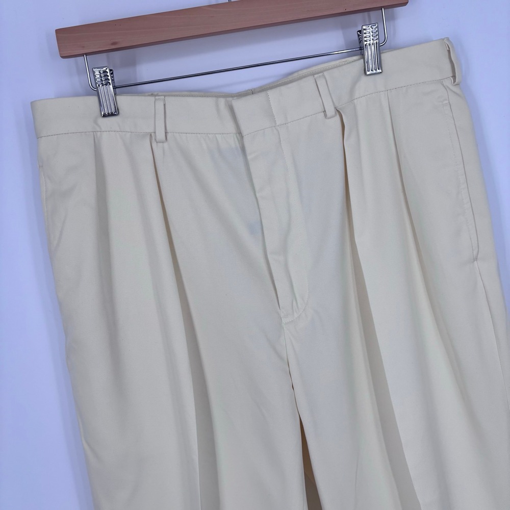VTG 90s Polo Ralph Lauren Pleated Cuffed Dress Pants Men 34x27 (Tag 36x32) Cream